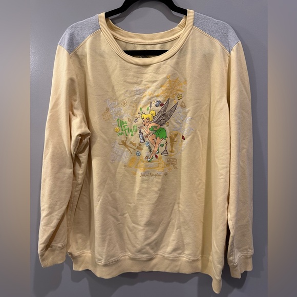 Disney Think Happy Thoughts Tinkerbell UK Sweatshirt Yellow Size XXL - Picture 1 of 5